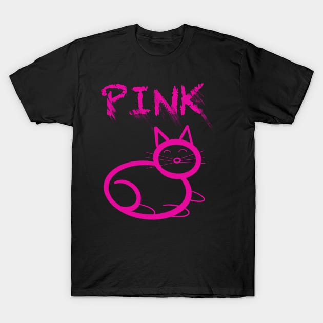 Cute pink cat T-Shirt by WelshDesigns